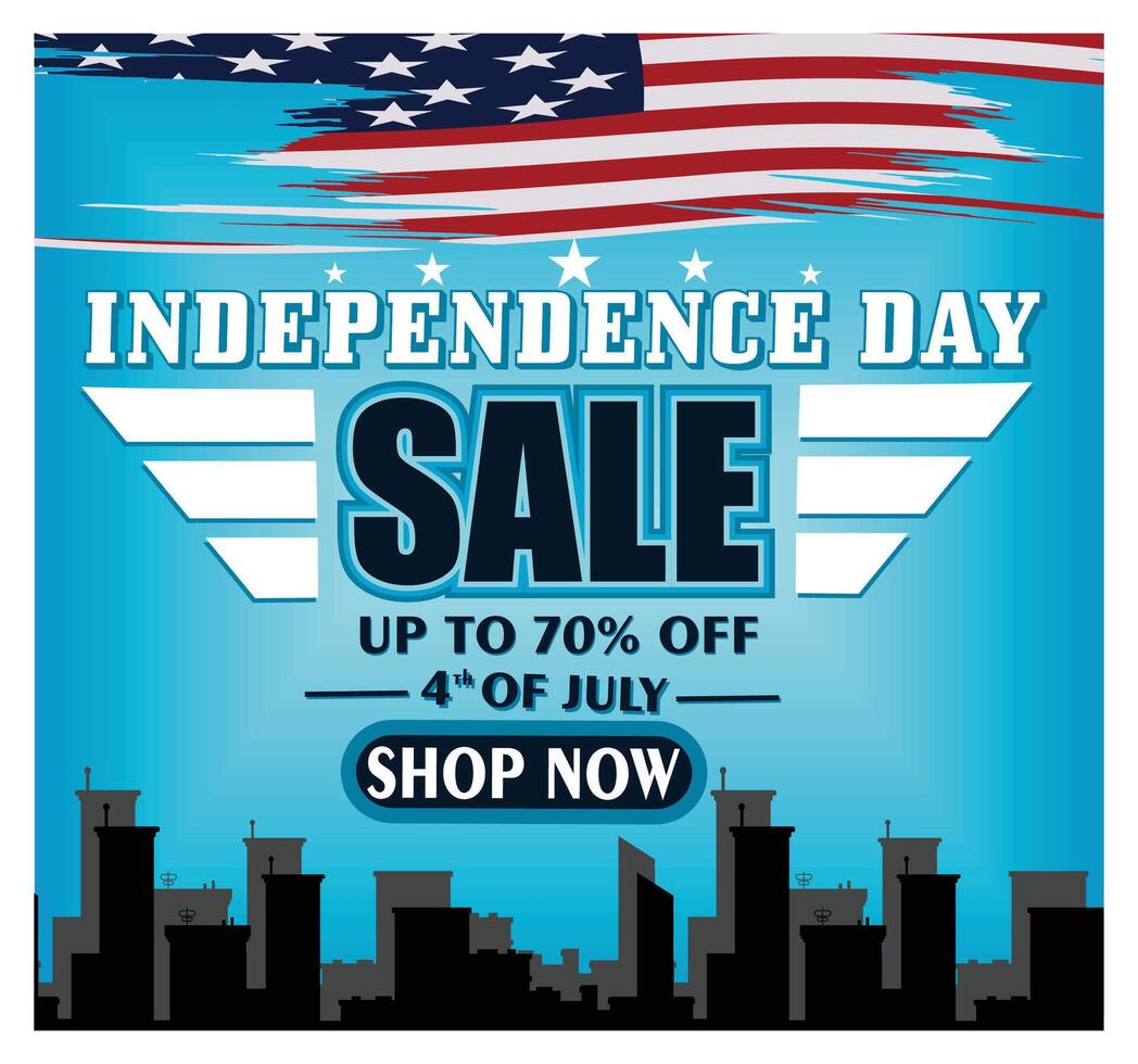 Independence Day Sale Poster with Flags and Discount Offer Announcement vector