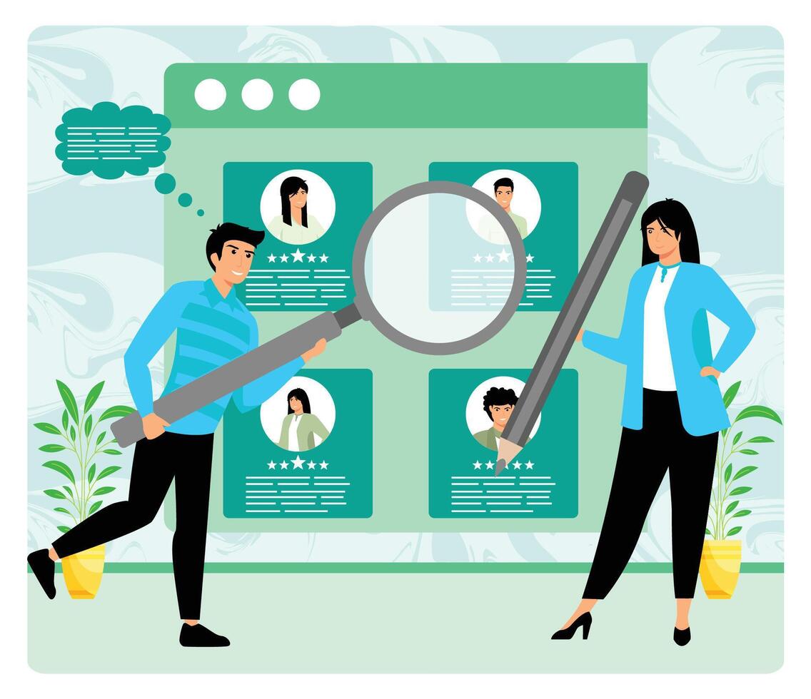 Recruitment recruitment process to select candidates who suit the job position. vector