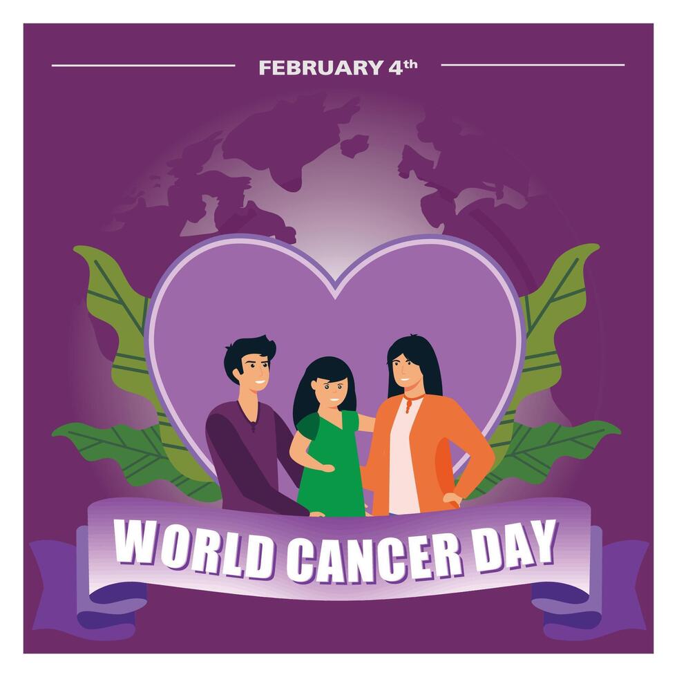 Celebrating World Cancer Day with Unity, Awareness, and Support. vector