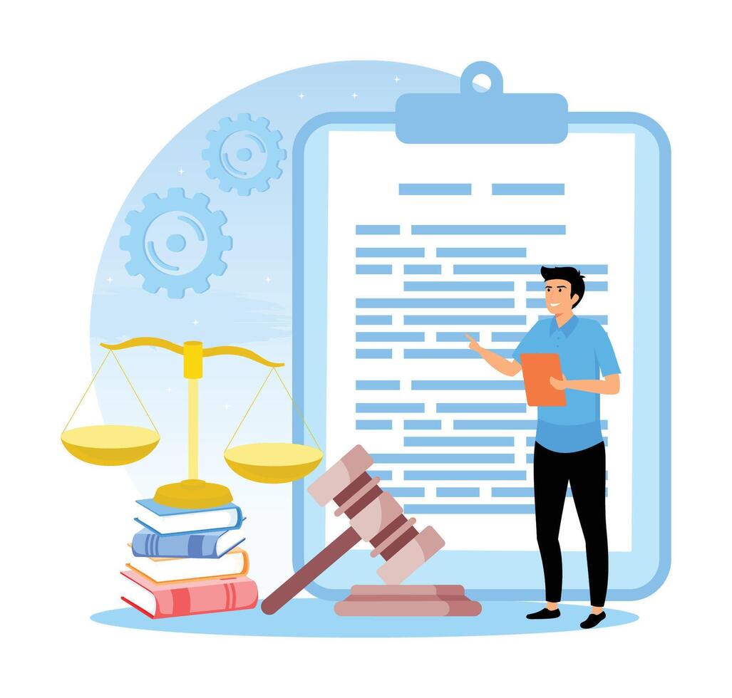 Legal advice concept and consultation. Law and justice scene. vector
