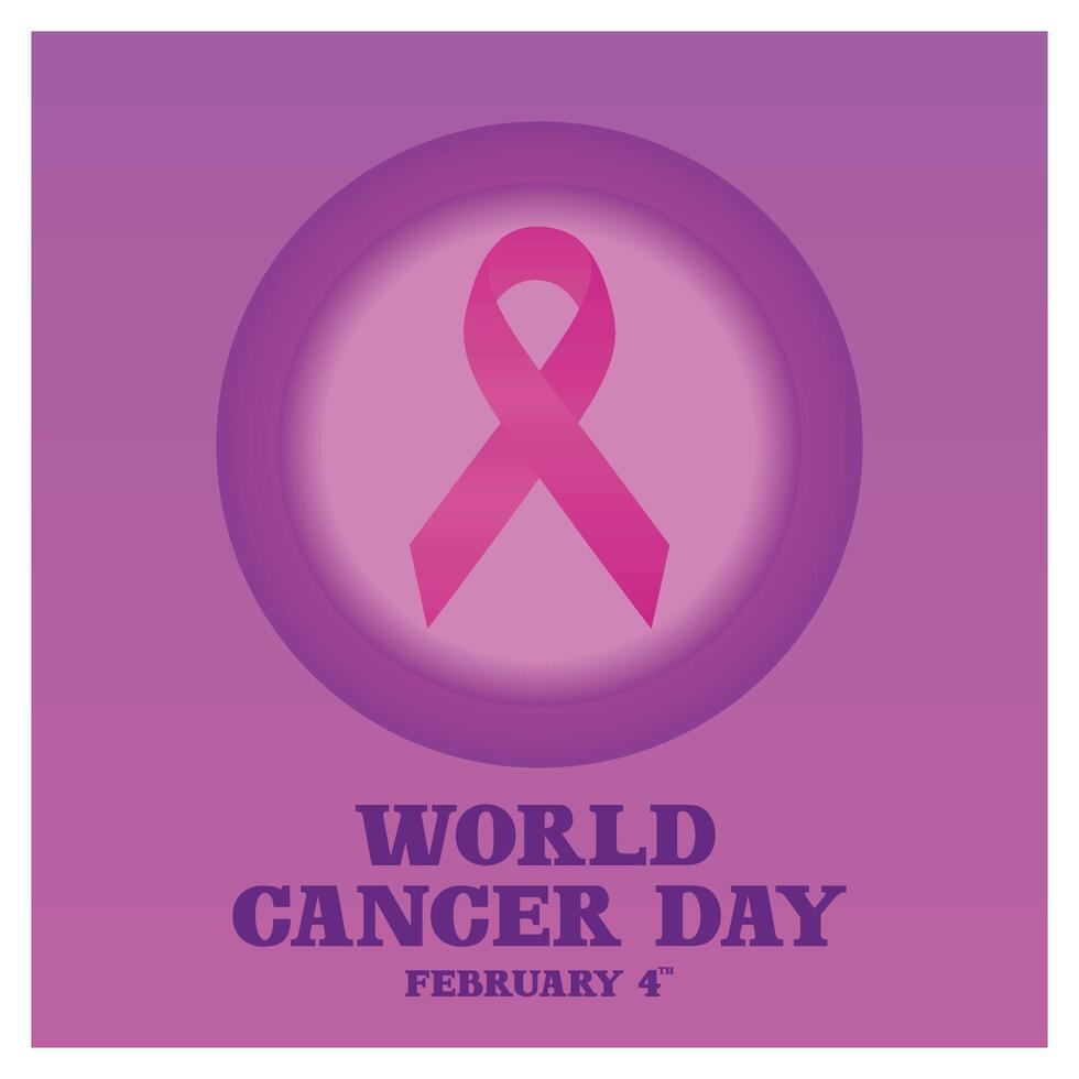 World cancer awareness day concept. Purple ribbon for all cancer. vector