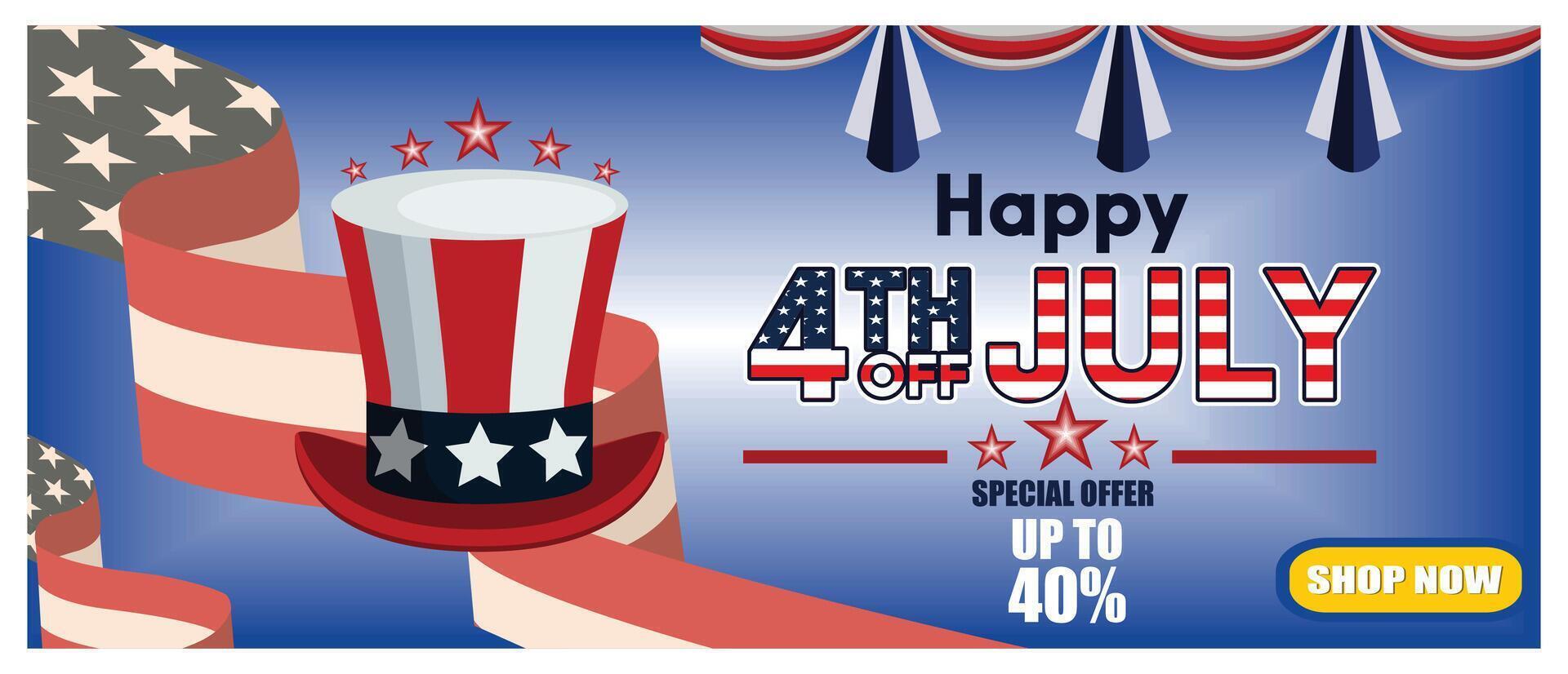 USA independence day celebration with Uncle Sam's American Hat. vector