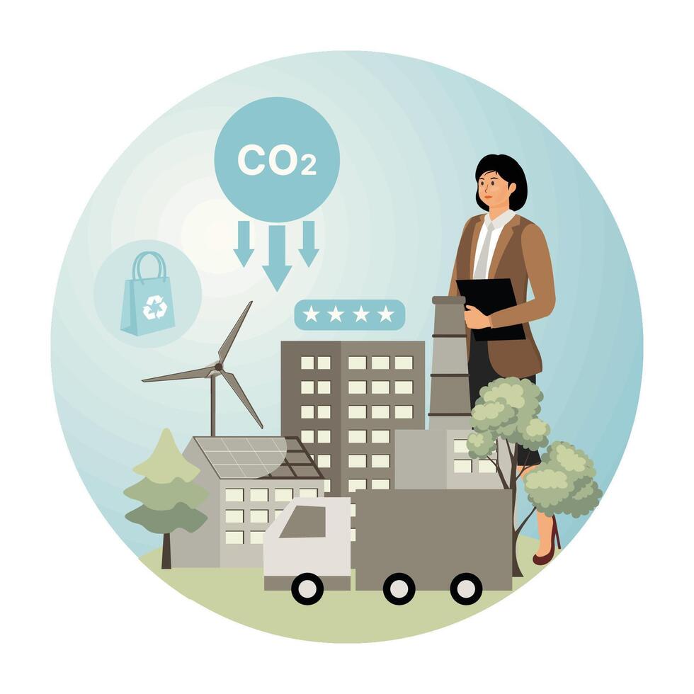 Sustainability and CSR. Corporate activism, ethical investments and greener supply chains. vector