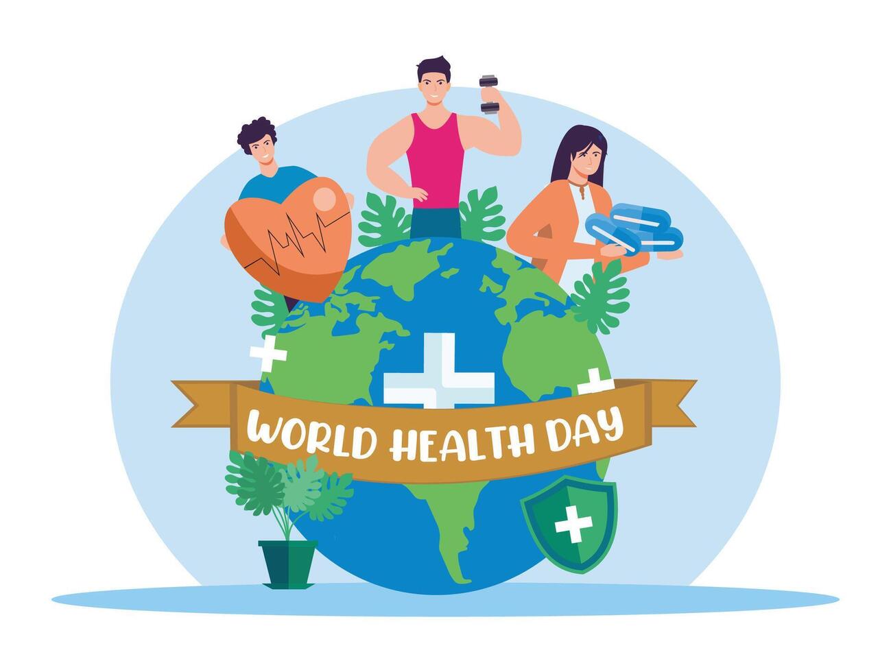 Celebrating World Health Day With a Focus on Wellness and Fitness. vector