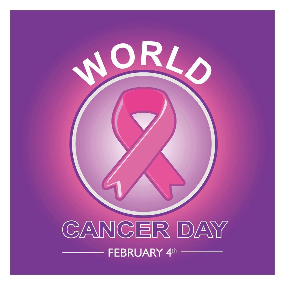 World cancer awareness day concept. Pink ribbon for all cancer. vector