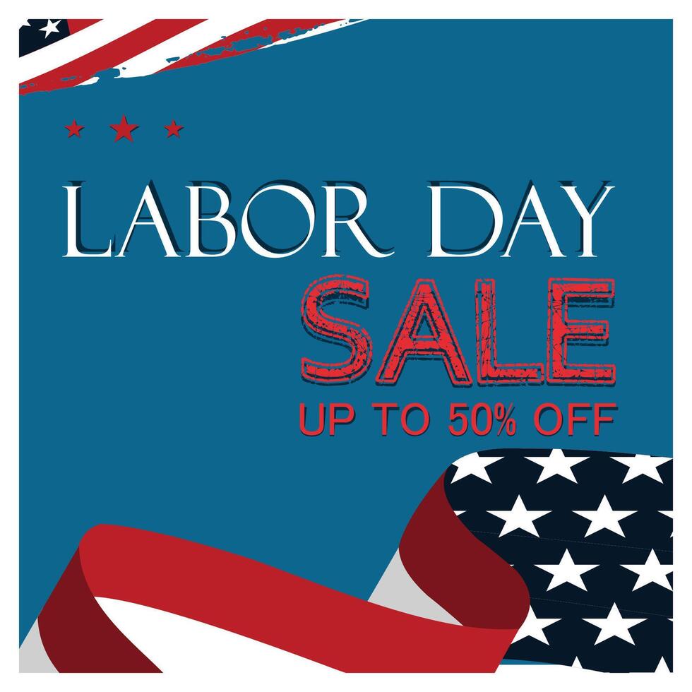 Labor Day Sale Advertisement with Patriotic Theme and Discount Offer vector