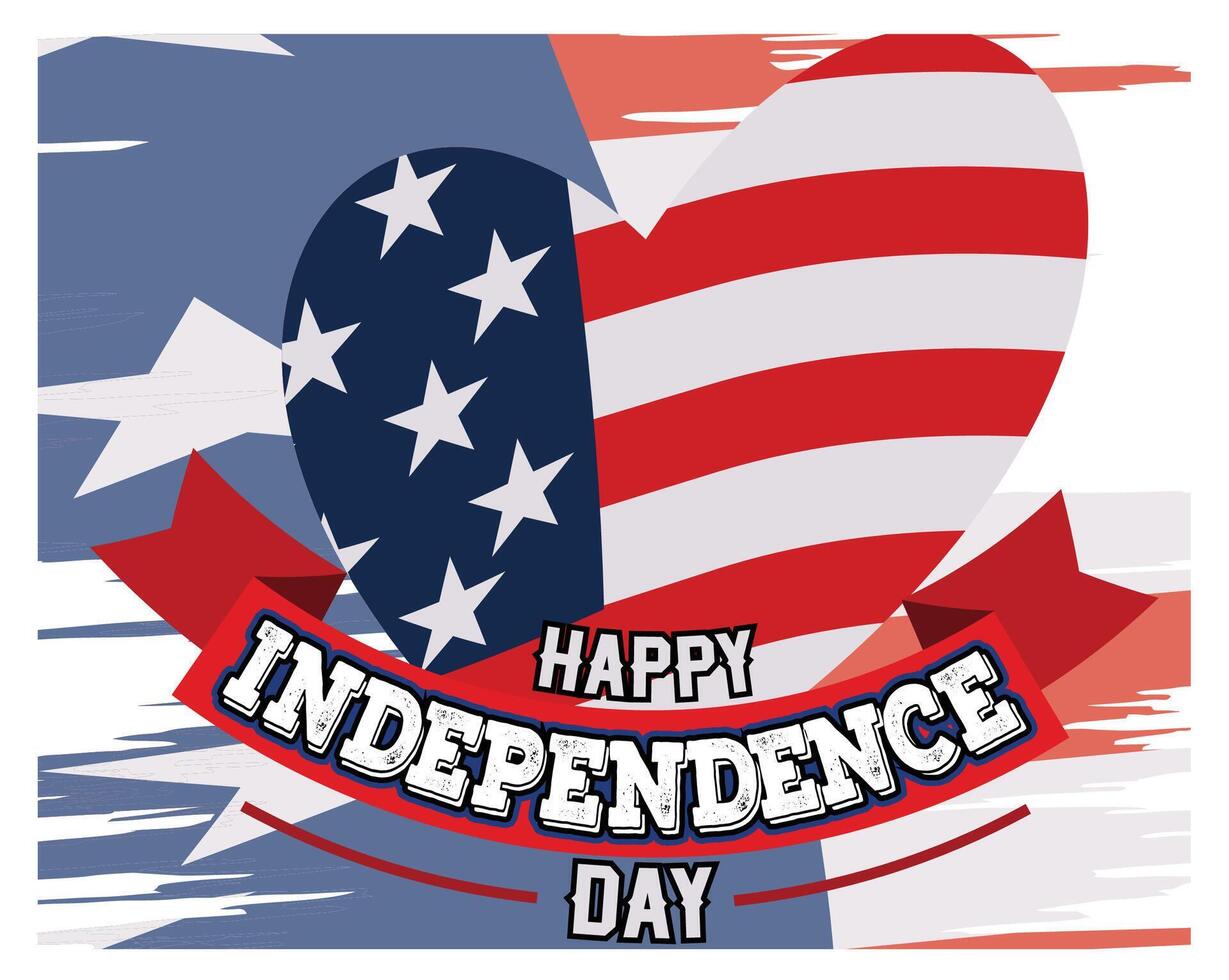 Heart shaped American Flag symbolizes Independence Day celebration with Patriotic Background. vector