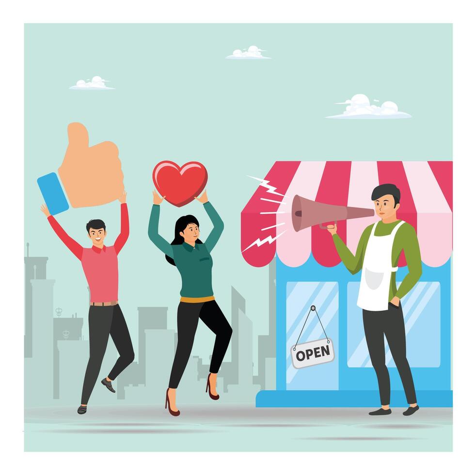 Customer loyalty or retention, marketing strategy for returning customers. vector