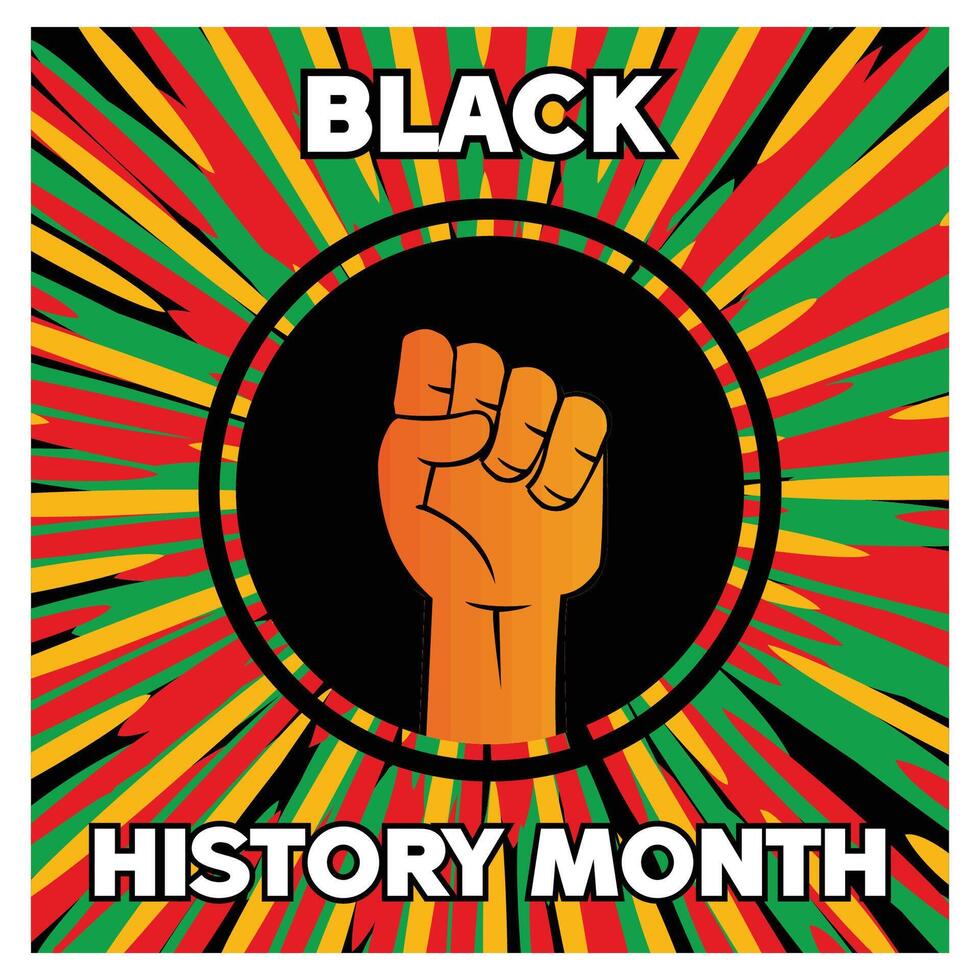 lack History Month Celebration With Raised Fist and Colorful Abstract Background. vector
