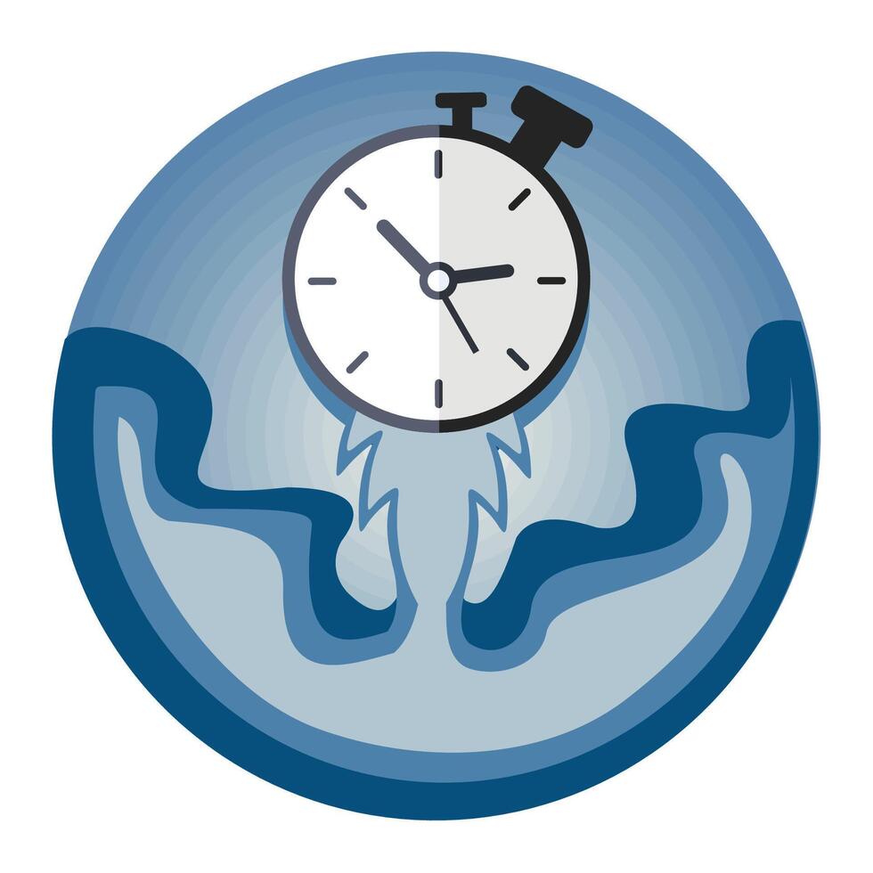 Deadline concept. Clock rocket launch up, time to work time is running. vector
