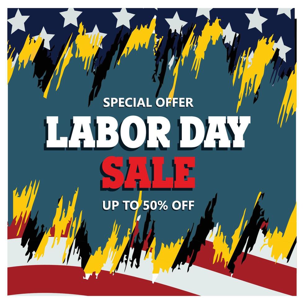 Labor Day Sale Advertisement with Patriotic Design and Promotional Message. vector