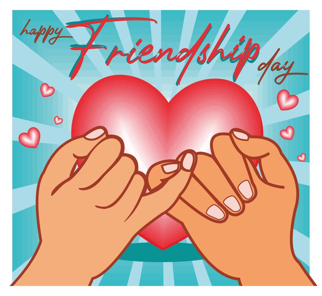 Happy Friendship Day Featuring Pinky Promise and Heart. vector