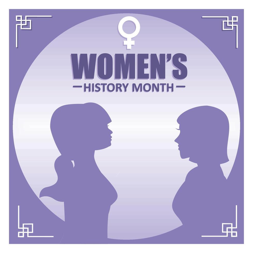 Women's History Month Featuring Silhouettes and Feminist Symbol. vector