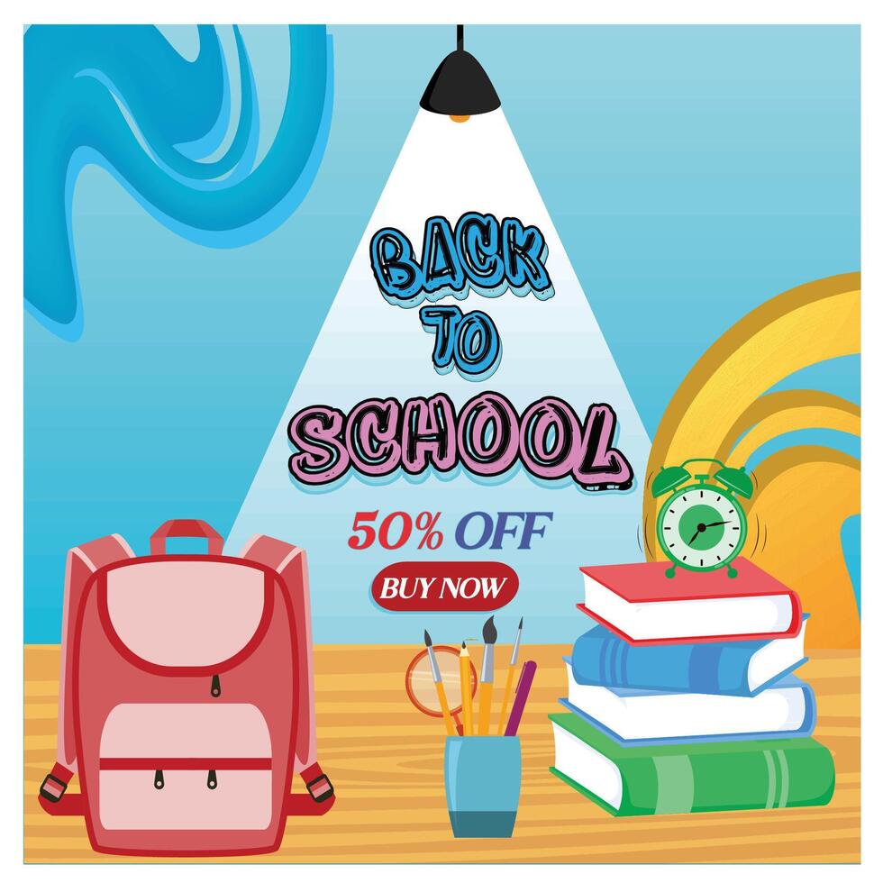 Back to School Sale Advertisement With Supplies and Discounts. vector