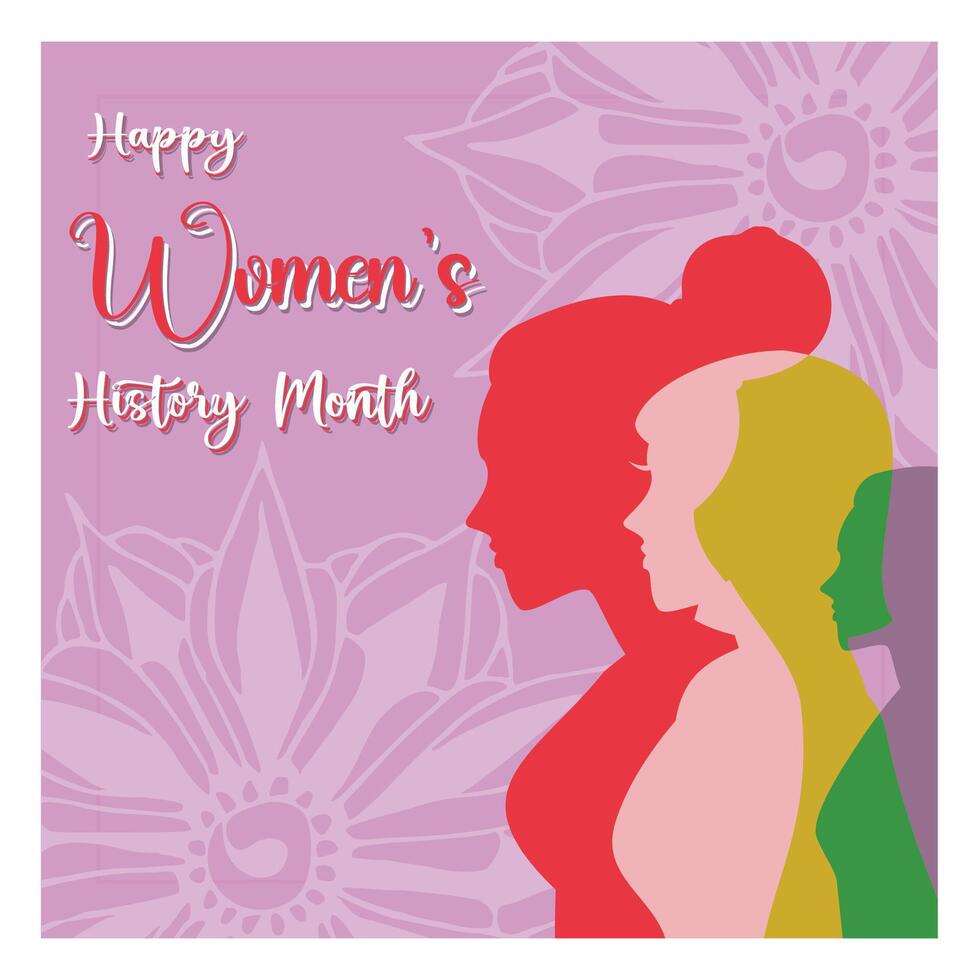 Celebrating Women's History Month with a Vibrant Design of Unity and Empowermen. vector