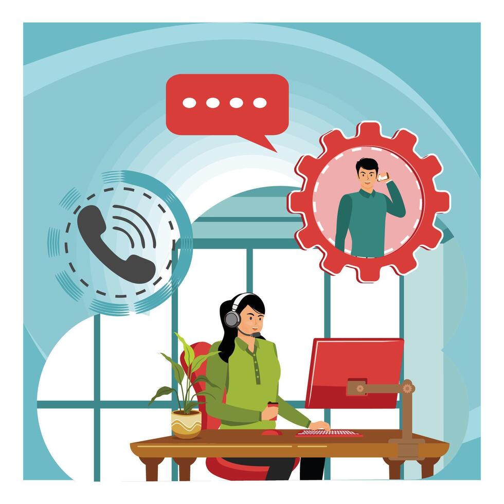 Technical support and customer care. vector