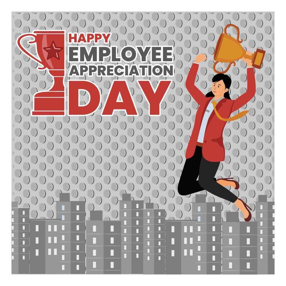 Celebrating Employee Appreciation Day with Enthusiastic Workplace Recognition. vector