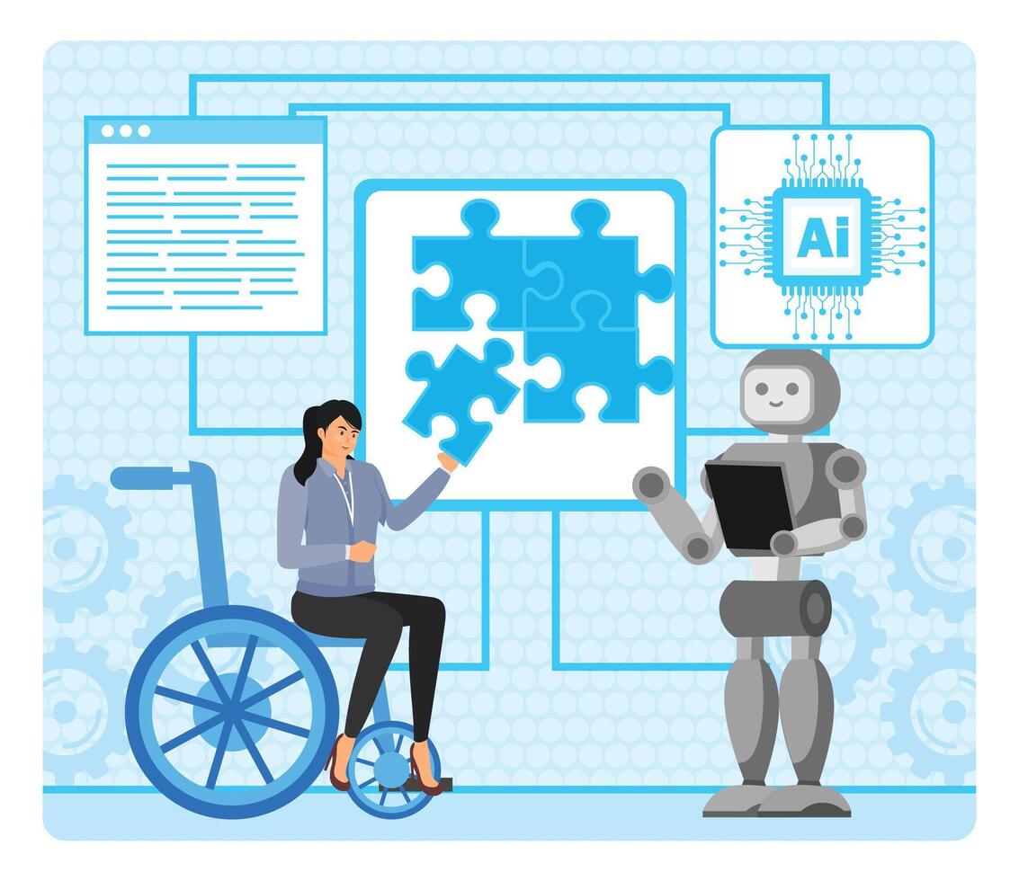 AI Powered Special Education Support concept. vector