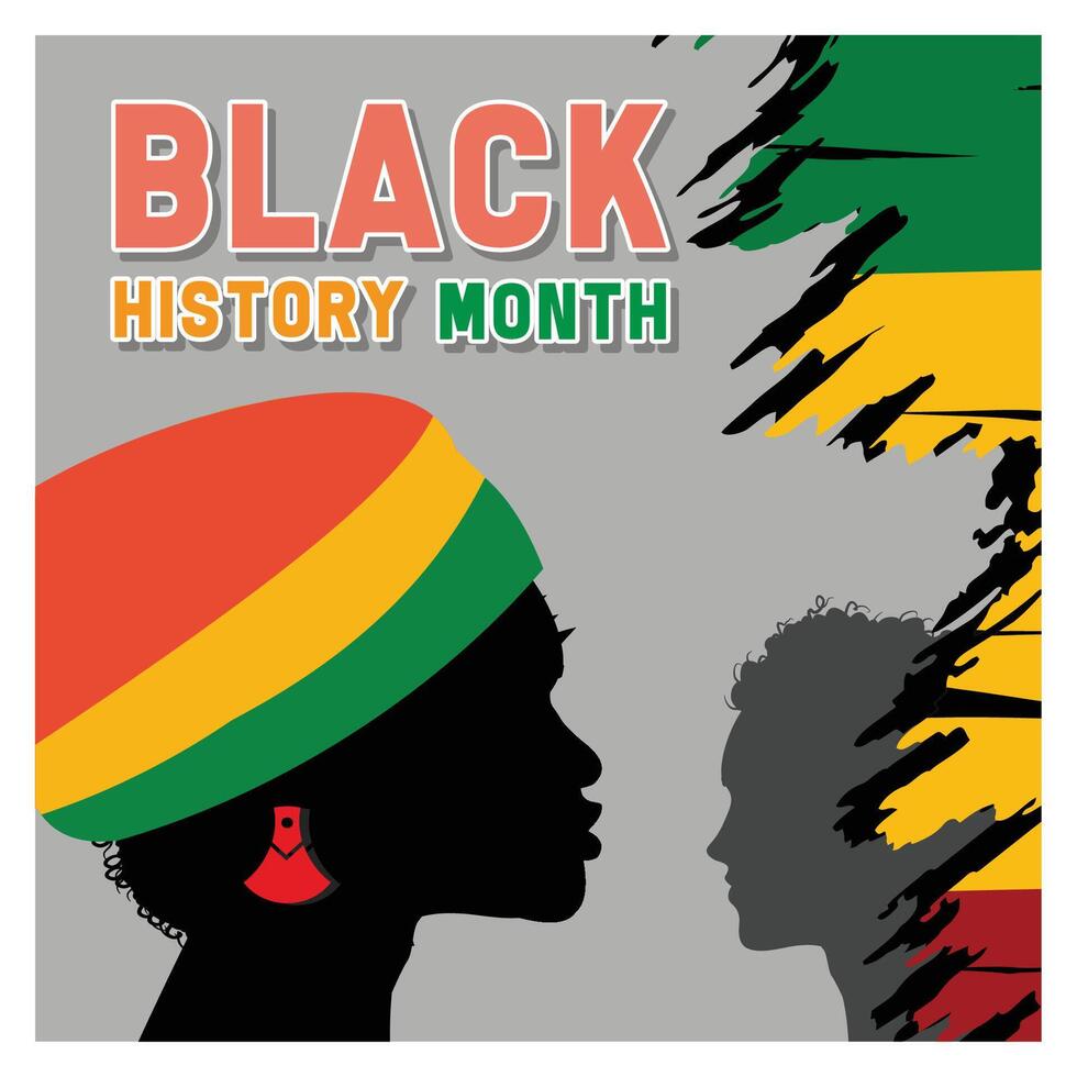 Black history month with with vibrant colors and people. vector