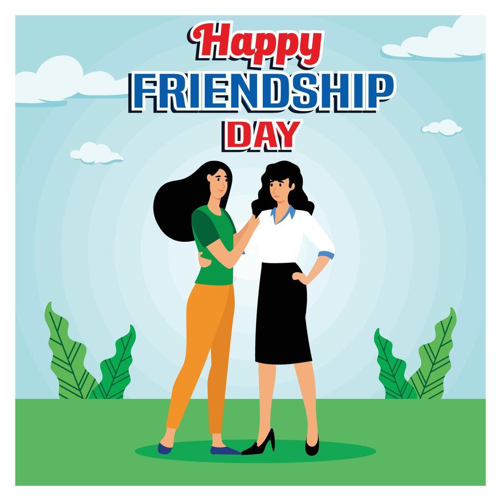 Happy Friendship Day Celebration with Two Female Friends. vector