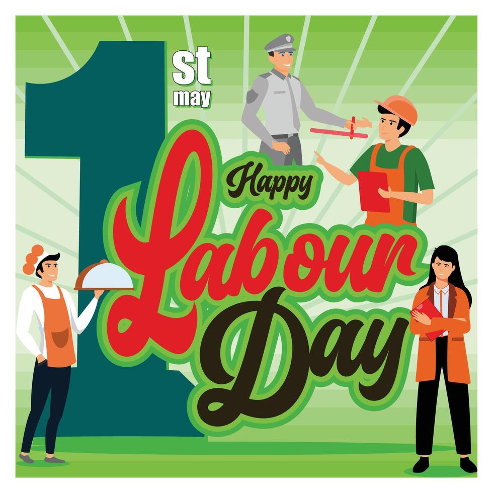 Happy Labour day or international workers day with workers. vector