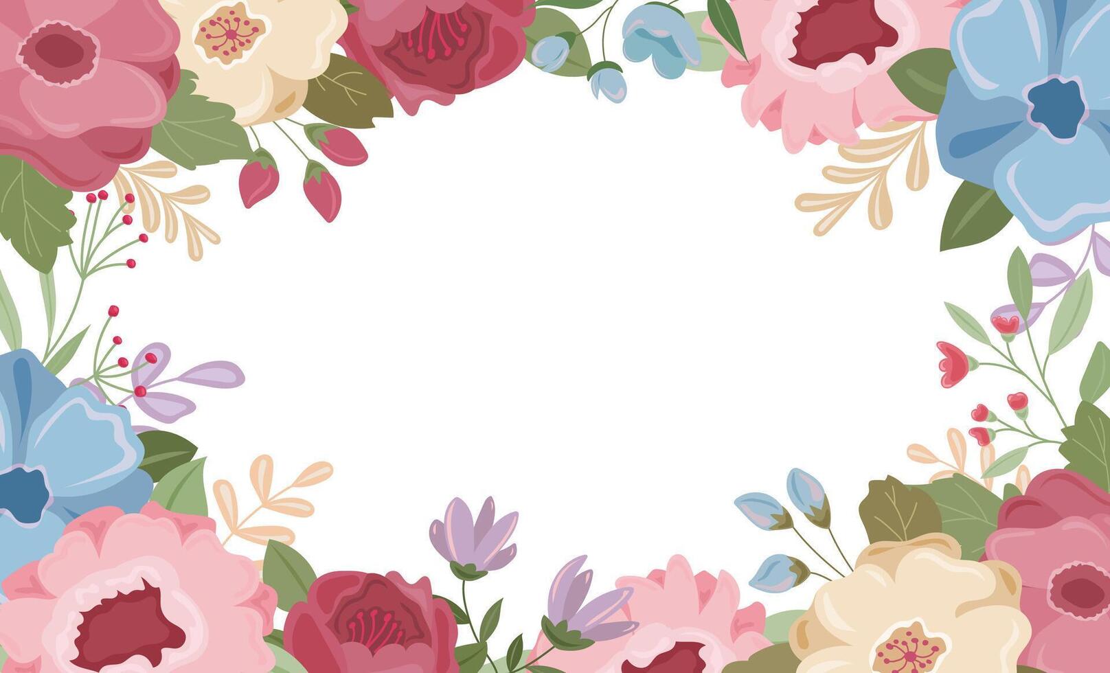 Floral frame with burgundy flowers, isolated on white background vector