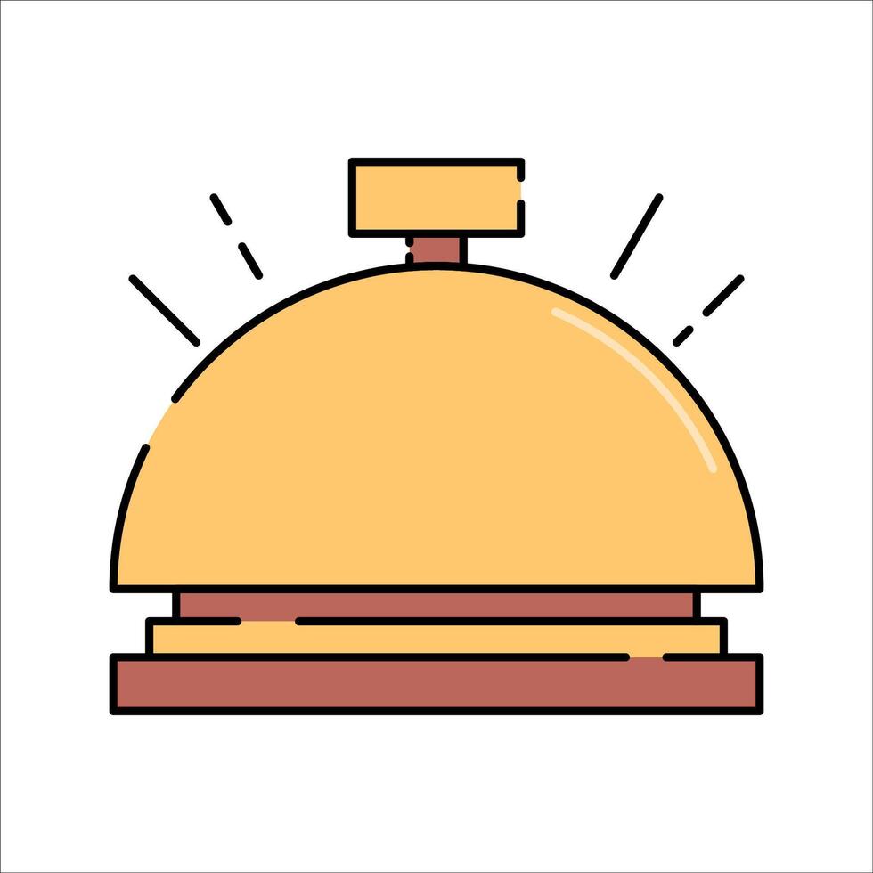 Bell Flat design style, golden hotel service bell, representing hotel reception and customer service, perfect for tourism branding, concierge services, and hospitality promotions. vector