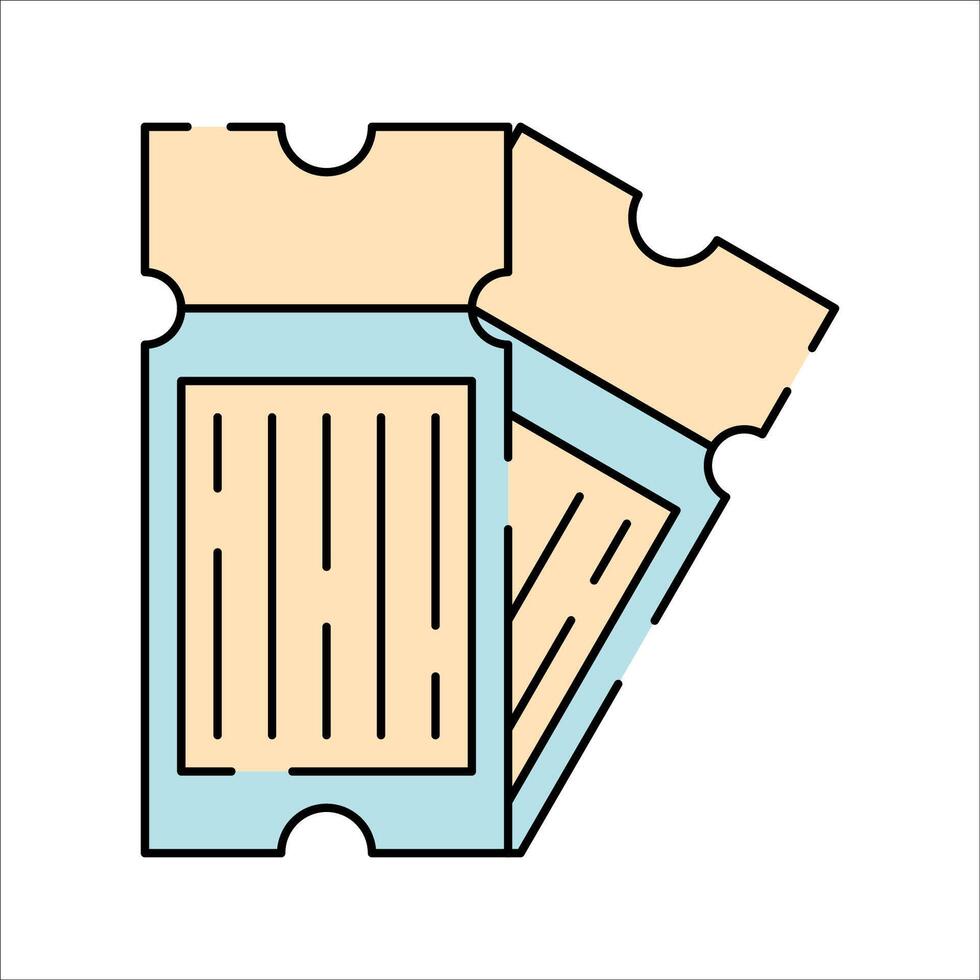 Tickets Flat design style, two beige tickets with blue edges, representing travel or event access, useful for airlines, concerts, tourism promotions, and booking services. vector
