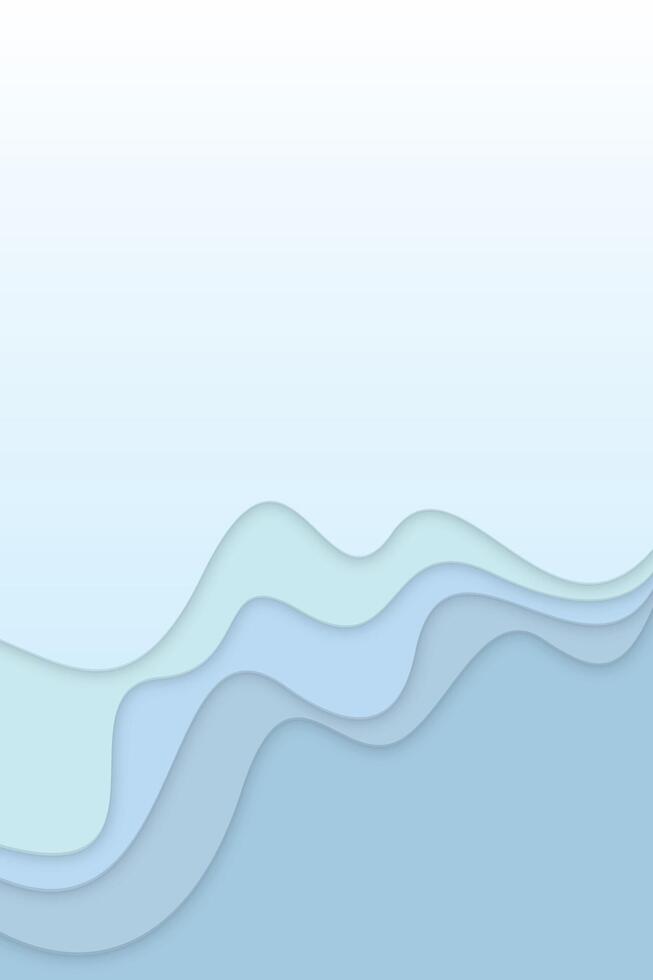 Abstract sea wave top view paper cut style turquoise tone vertical background graphic illustration have blank space. vector