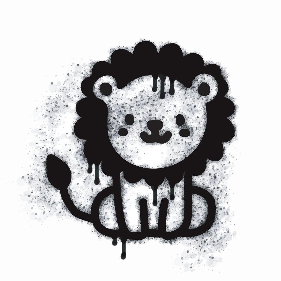 Lion spray icon isolated on white background. Lion graffiti icon sprayed in black on white background. vector