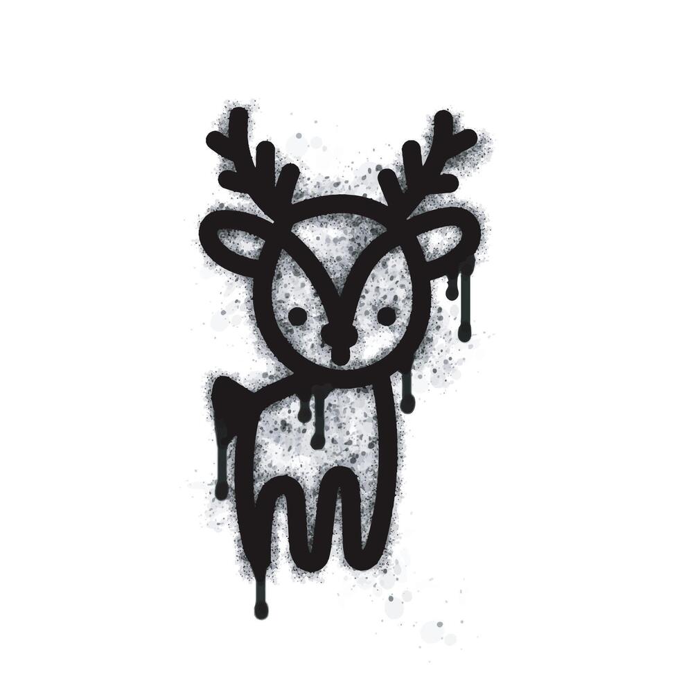Deer spray icon isolated on white background. Deer graffiti icon sprayed in black on white background. vector