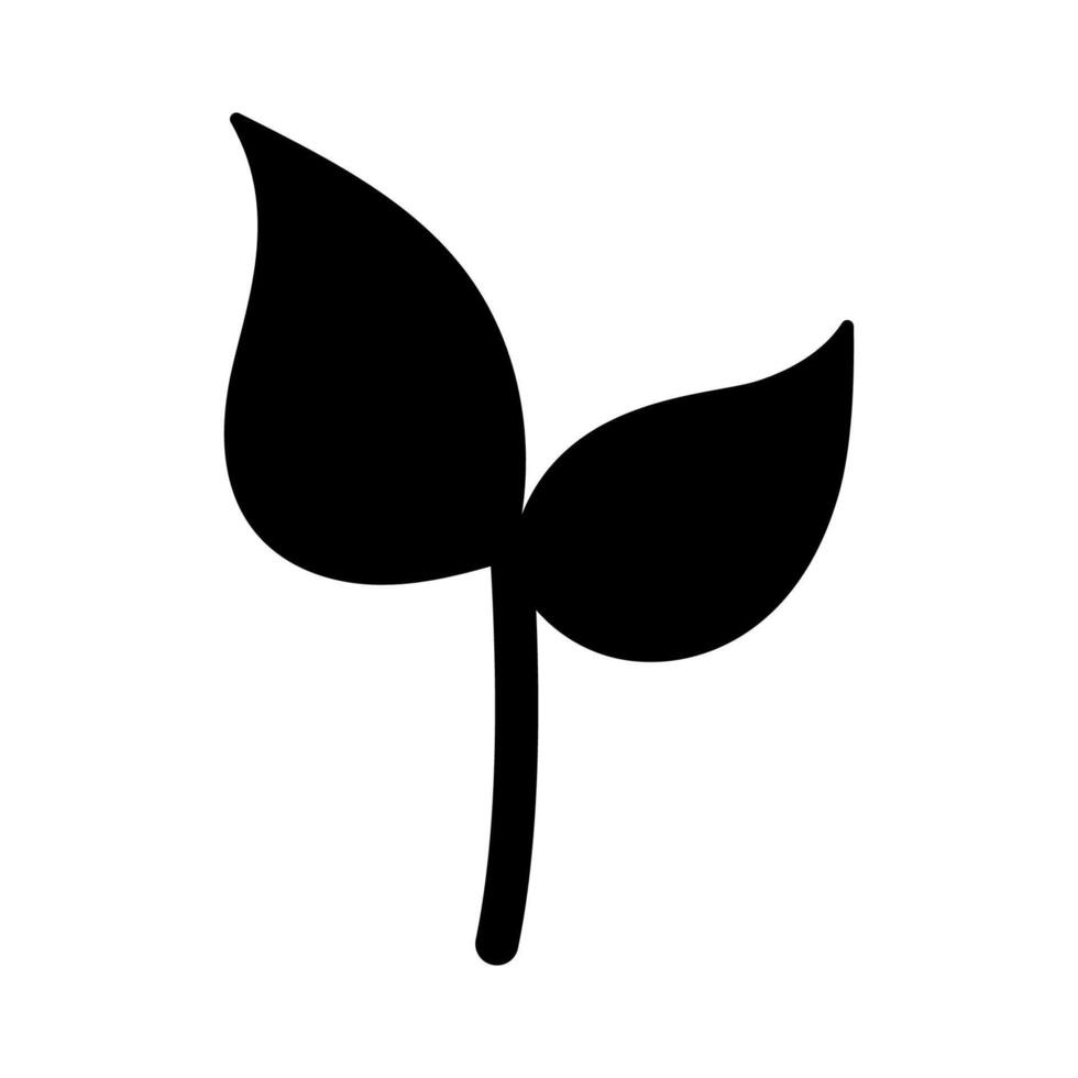 Silhouette of sprout with leaves Illustration in flat style. Birth of a new life, beginning concept. Spring awakening of nature. Gardening concept. sprout icon vector
