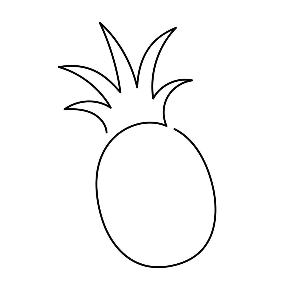 Pineapple fruit illustration. Single line icon. Line art pineapple. One line pineapple illustration. Outline fruit isolated on white background vector