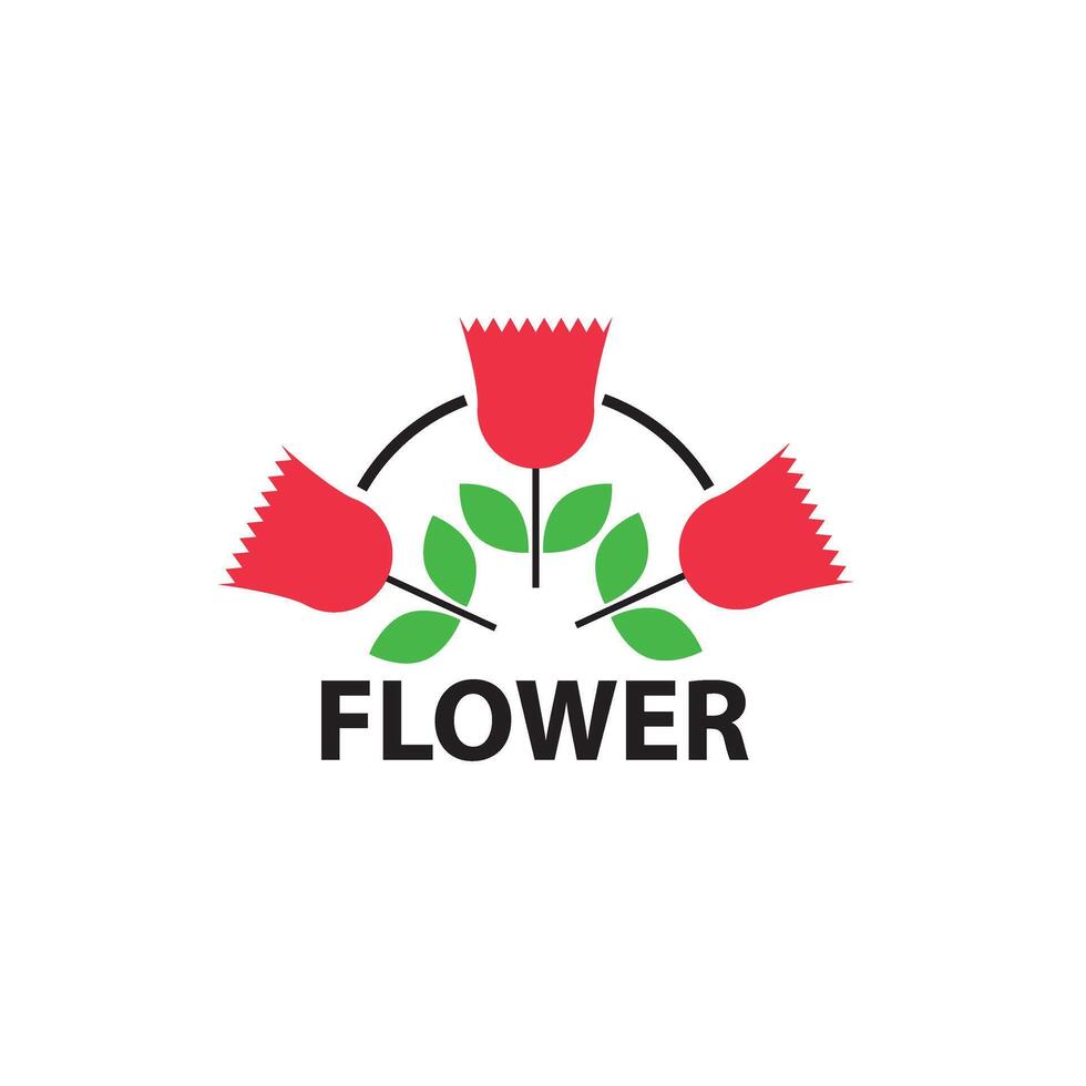 Logo with Red flowers with Green Leaves vector