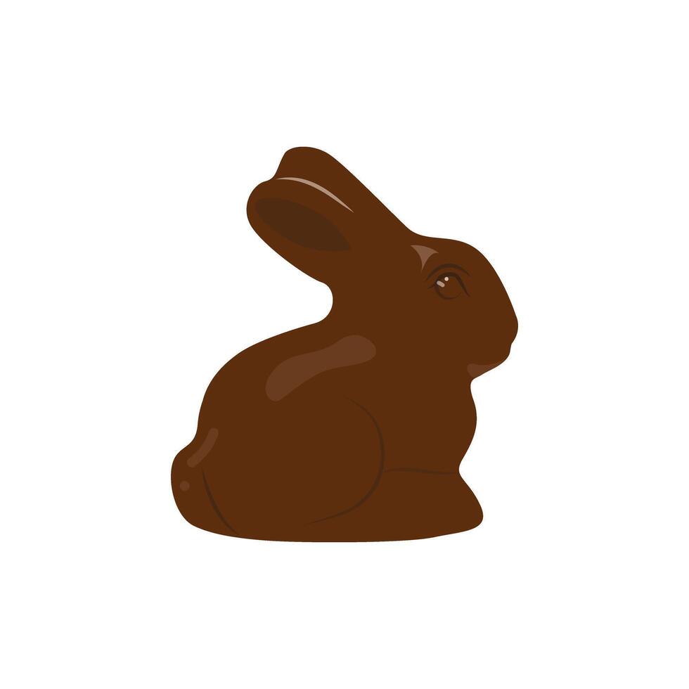 Chocolate bunny. Easter chocolate bunny. Sweet chocolate dessert in the shape of a rabbit. Illustration isolated on a white background vector