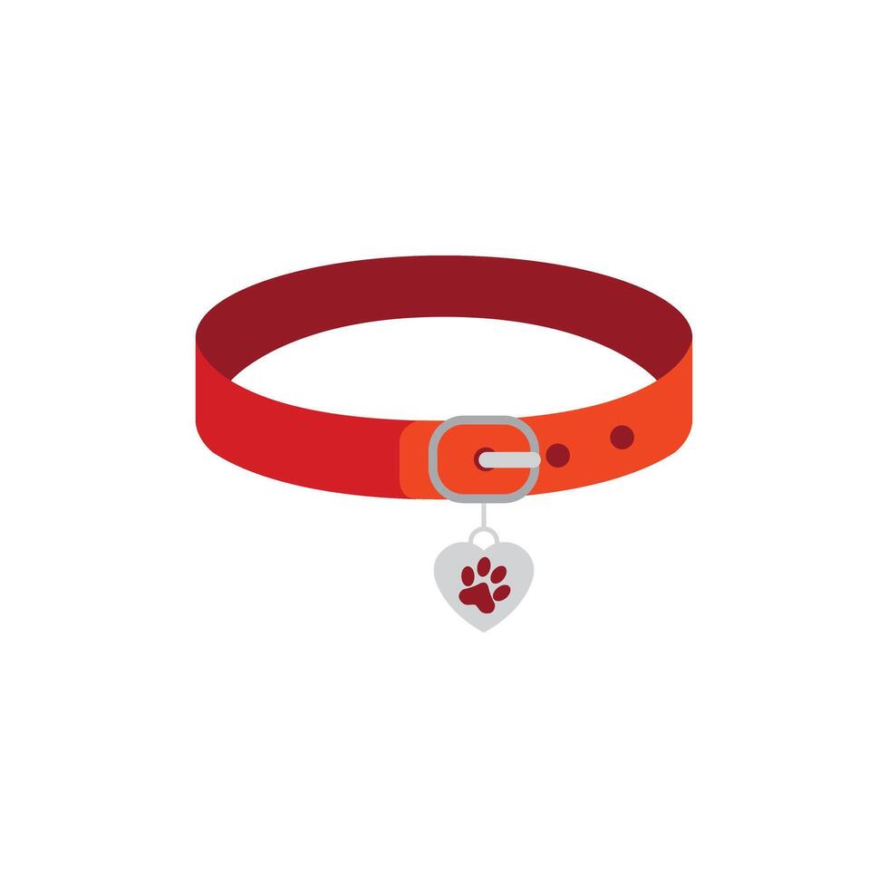 pet dog or cat red collar with silver medal vector