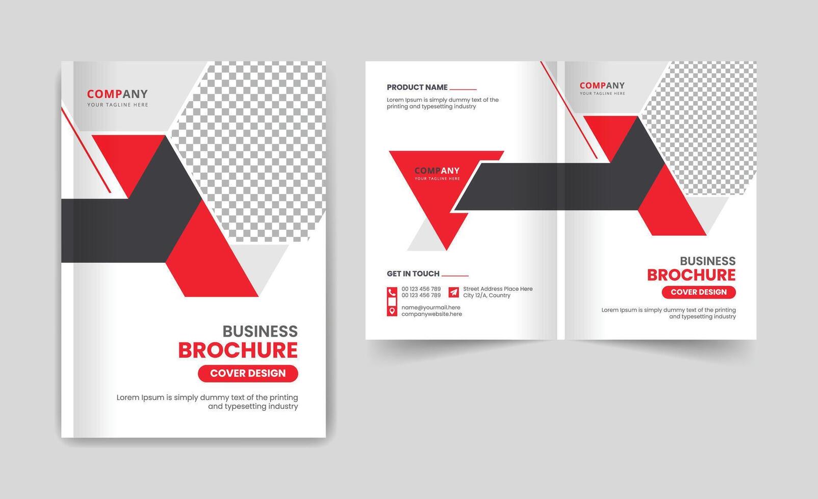 business brochure cover page annual report book cover corporate business profile design template Red color creative elegant modern magazine bi fold design layout vector