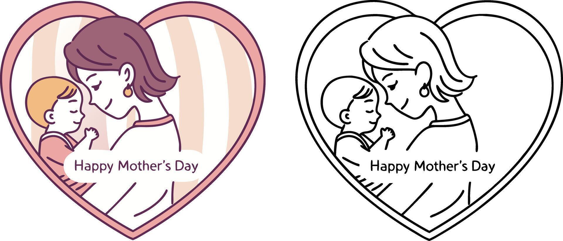 Mothers day and child heart illustration design vector
