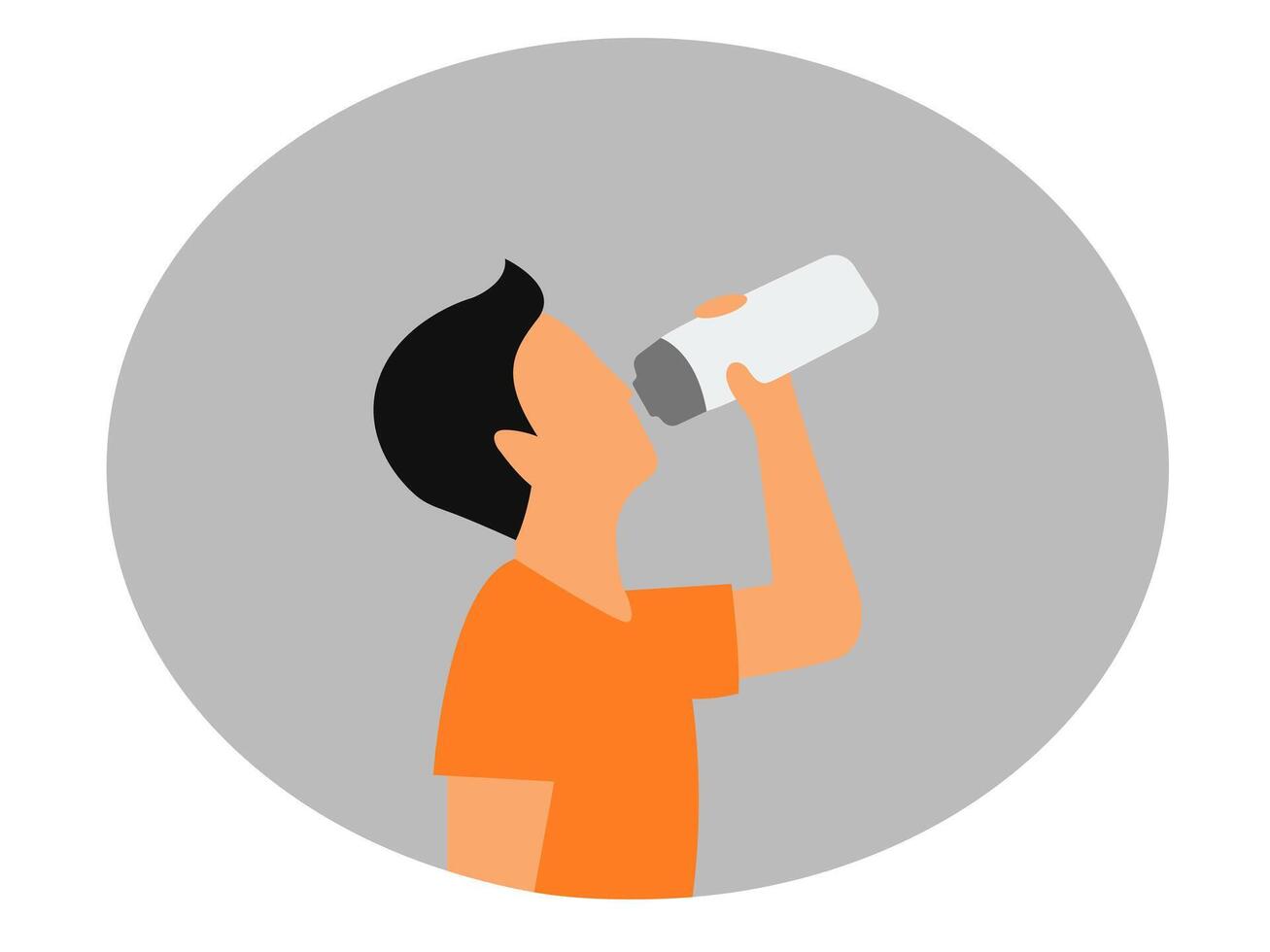 Man drinking water from a bottle. vector