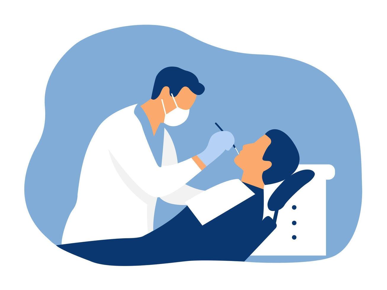 Dentist examining a patient. vector