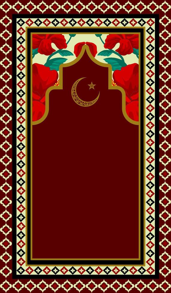 red Muslim rug vector