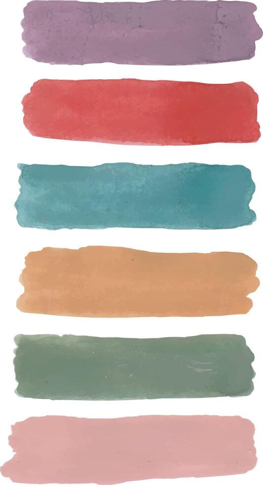 watercolor paint brush strokes set of six colors vector