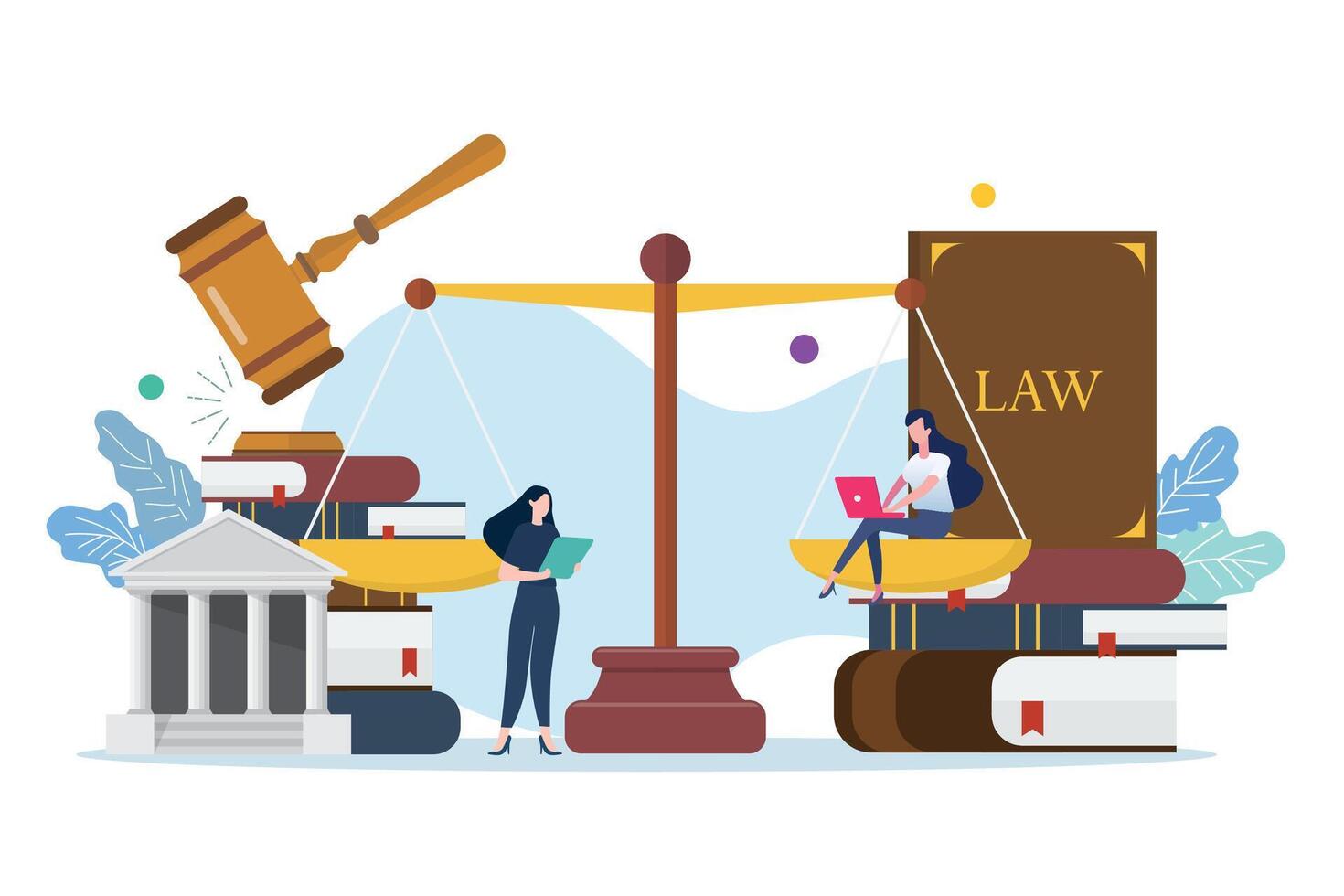 Law and justice class with miniature people vector