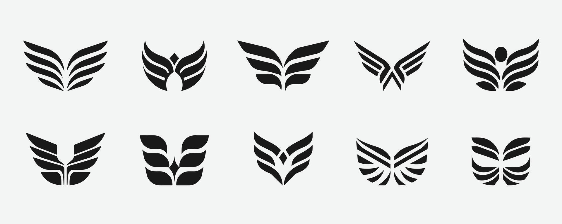 Wings Silhouette Icon Collection. Minimalist Wings Icon Set. Wings Silhouette Icon. vector