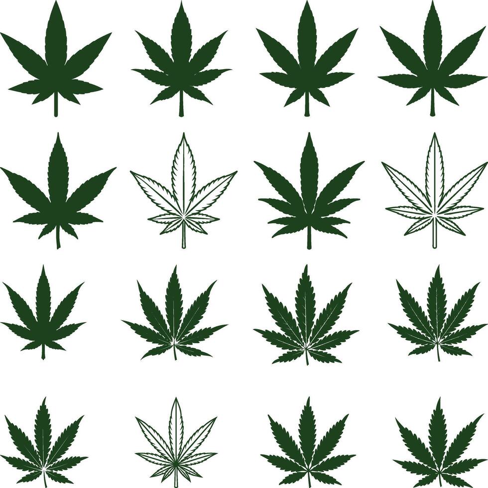 Cannabis Leaf Pattern, Weed Leaf Silhouette, Marijuana Leaf Silhouette Illustration vector