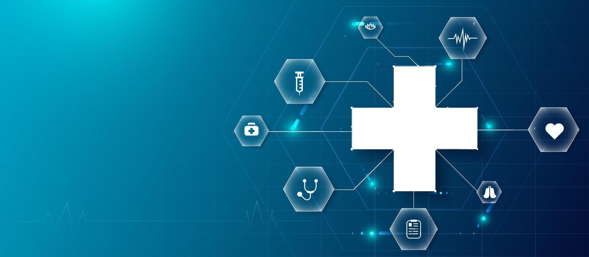 Digital Healthcare Network Concept on Blue Background vector