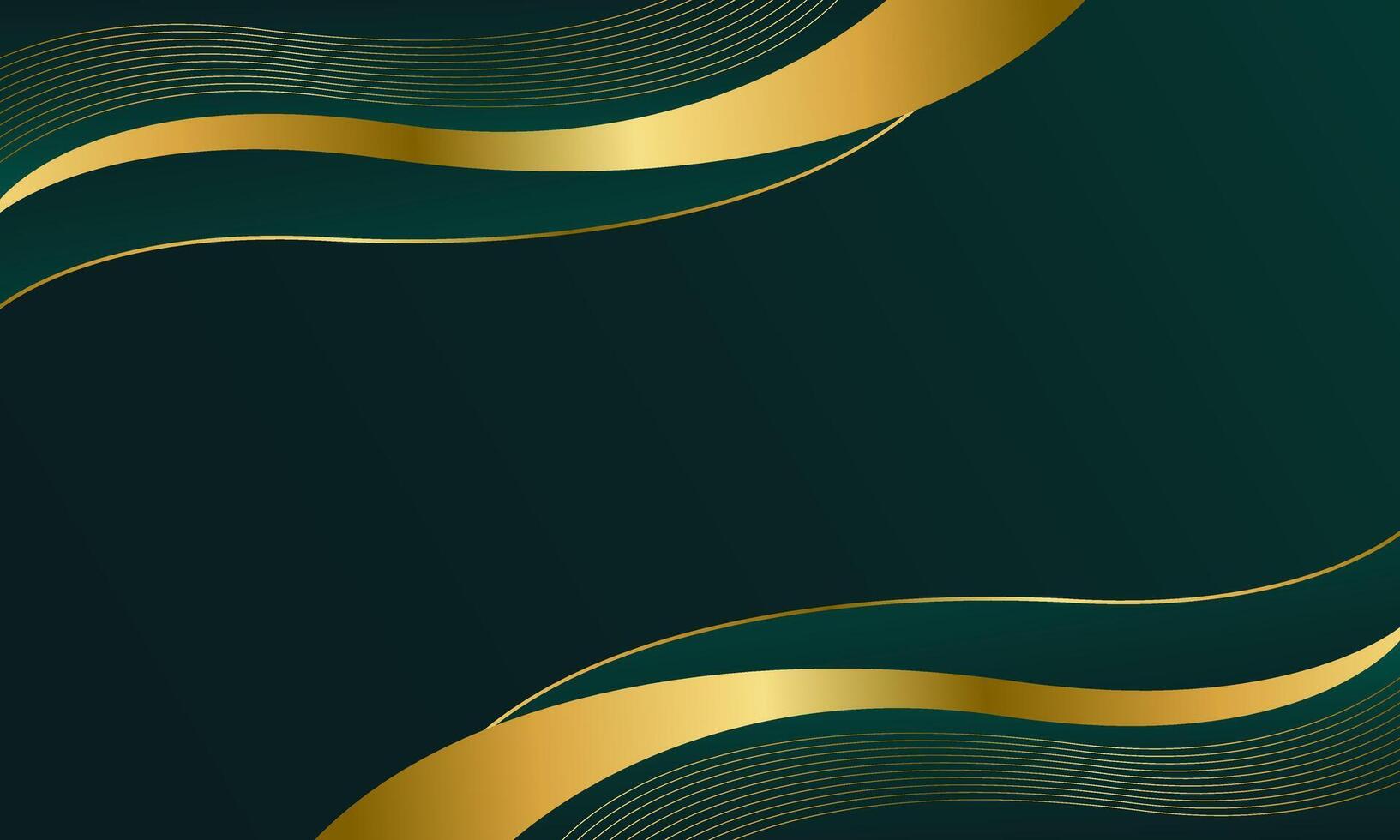 Elegant Emerald Green Luxury Background with Gold Lines. A Modern wave wallpaper, Perfect for templates, banners, presentations, business, ads, awards, websites, and pages vector