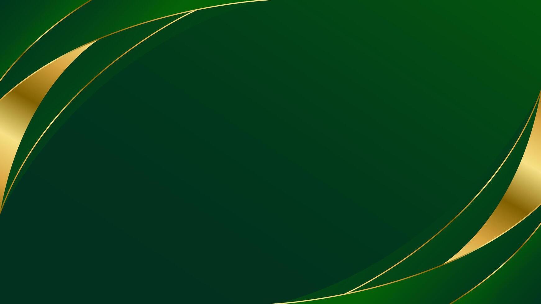 Elegant Green and Gold Abstract Curve Background. Modern luxury design vector