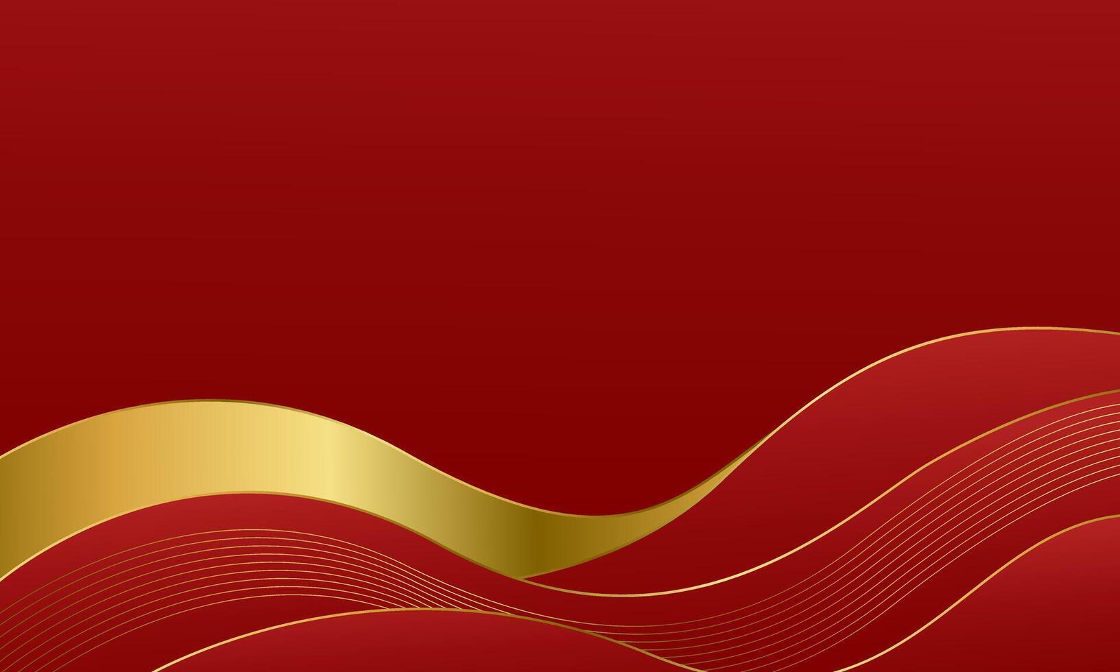Golden Waves on a Rich Red Luxury Backdrop vector