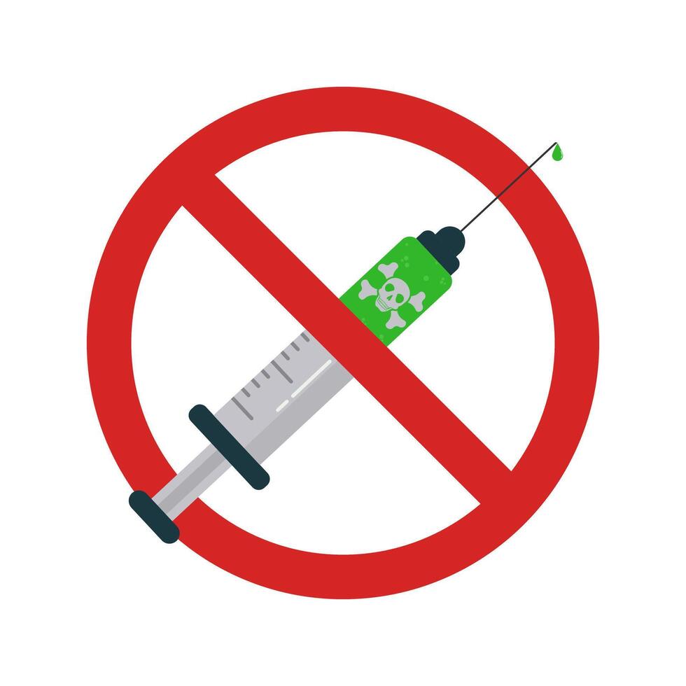 No injection. Dangerous syringe with poison graphic design illustration vector